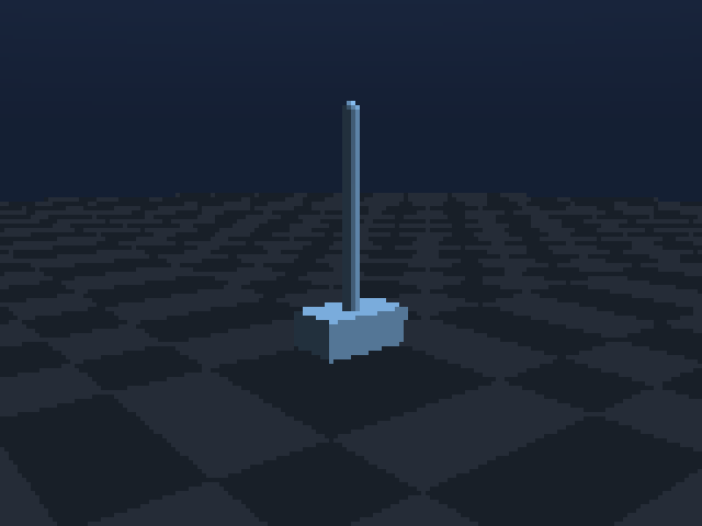 Cart, upright pole, and floor rendered by LavenderSim's native camera