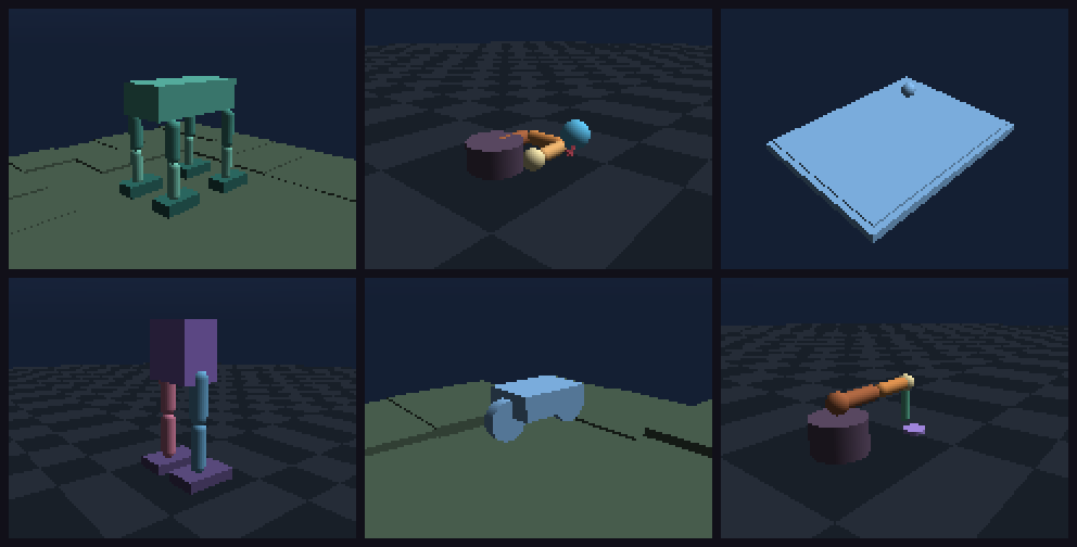 Six LavenderSim environments rendered by the native camera