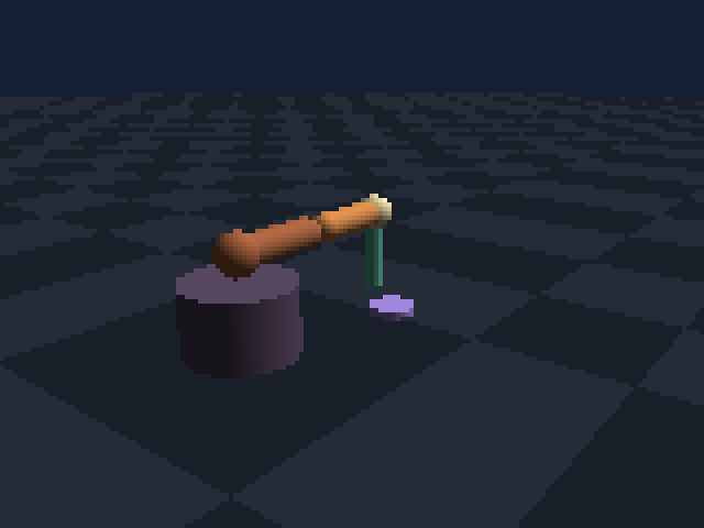 A LavenderSim articulated arm, peg, and socket